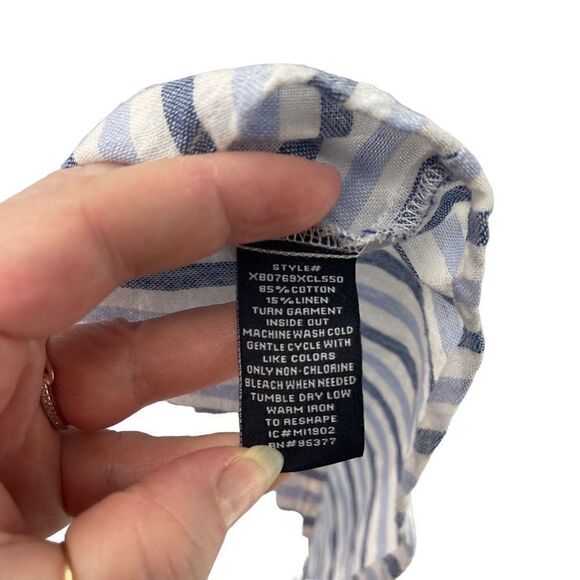 Sanctuary tomboy Striped Boyfriend Button Down Shirts Blue White Size Medium EUC - Picture 5 of 10